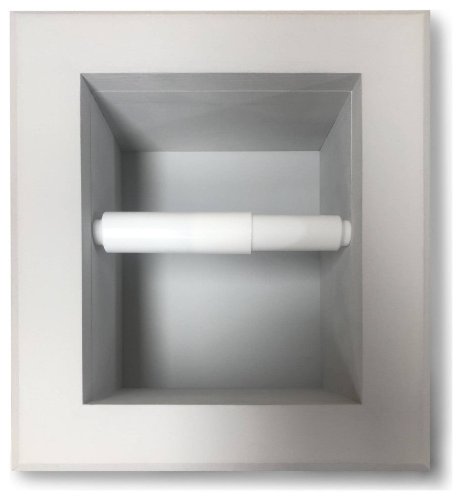 Tampa Recessed Solid Wood Toilet Paper Holder 7 x 8.5, Primed Gray