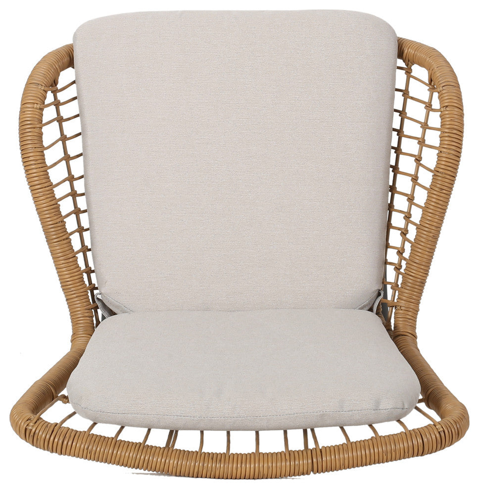 Alice Outdoor Wicker Club Chair With Cushions, Set of 2, Brown