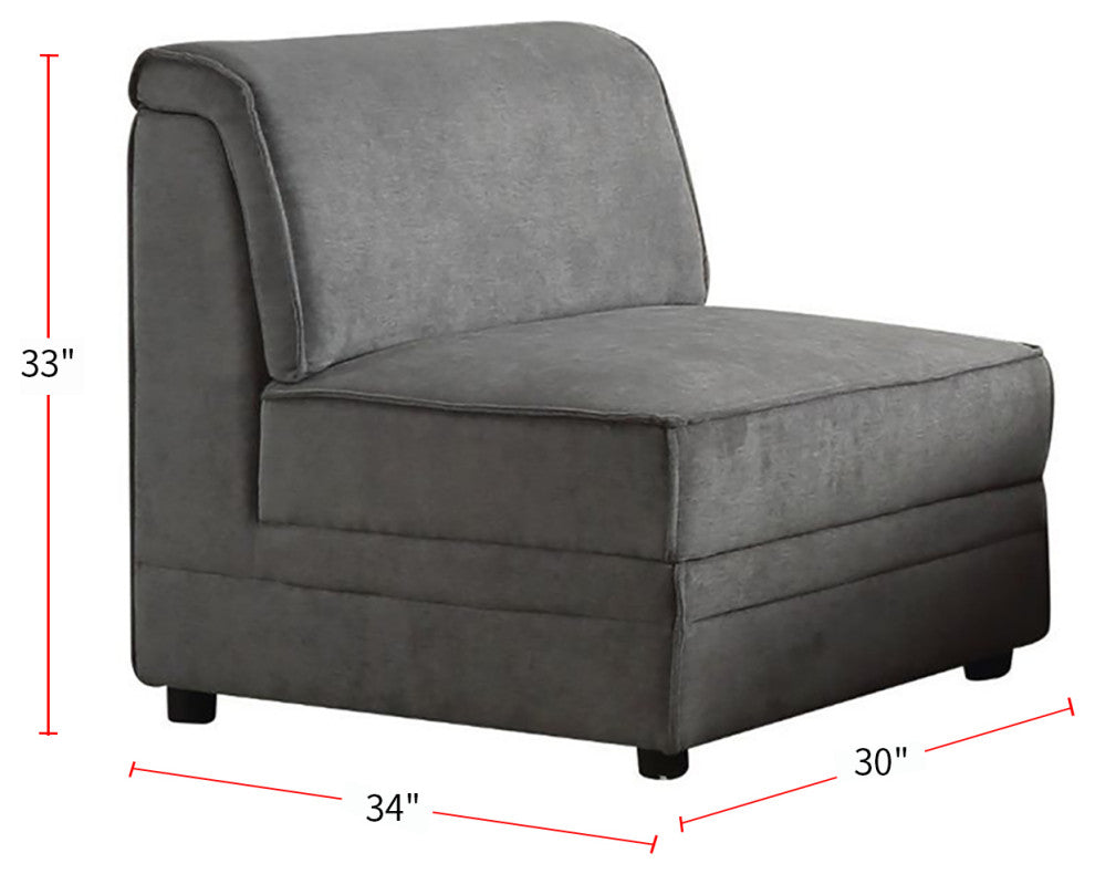 Gray Velvet Modular Armless Chair