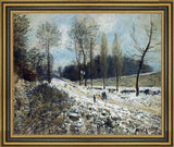 Alfred Sisley Route to Marly Le Roi in Snow Framed Premium Canvas Print, 16"x20"