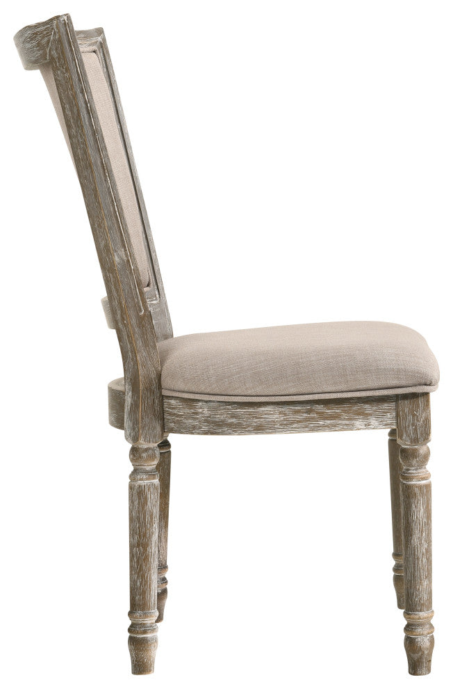 ACME Gabrian Side Chair, Set of 2, Fabric and Reclaimed Gray