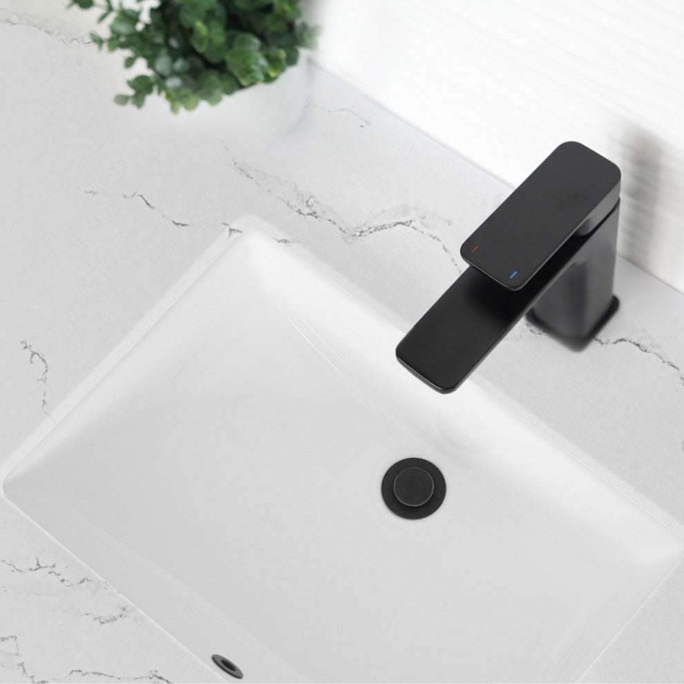 STYLISH 21" Rectangular Undermount Ceramic Bathroom Sink, 2 Overflow Finishes