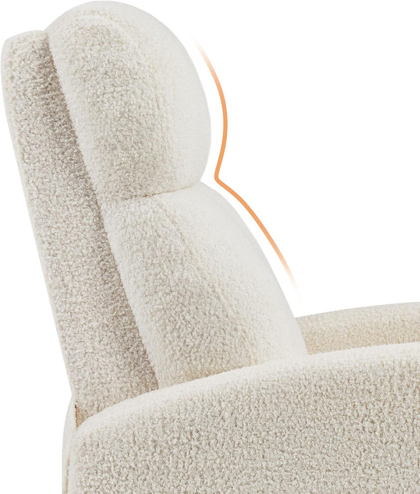 Ivory Upholstered Recliner with Pocket Springs and Cozy Boucle Fabric