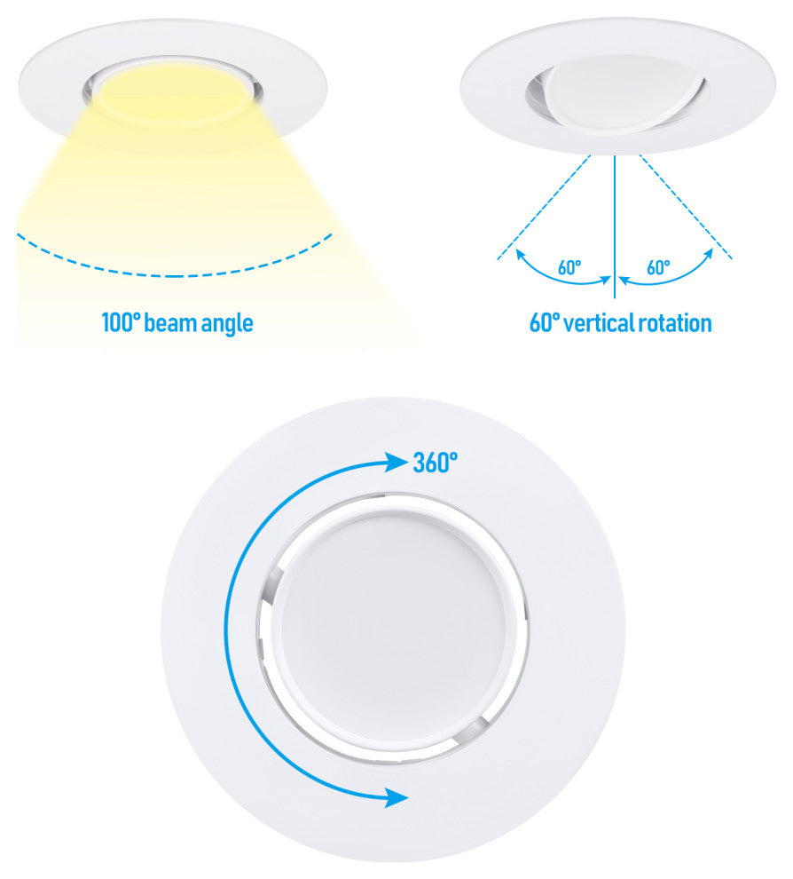 4 Pack 4" 5CCT Gimbal LED Recessed Light Dimmable Retrofit Can Lights