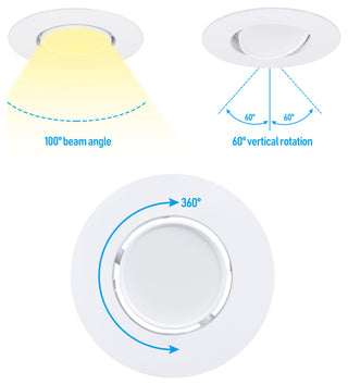 4 Pack 4" 5CCT Gimbal LED Recessed Light Dimmable Retrofit Can Lights