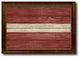Latvia Country Textured Flag Print With Brown Gold Frame, 19"X27"