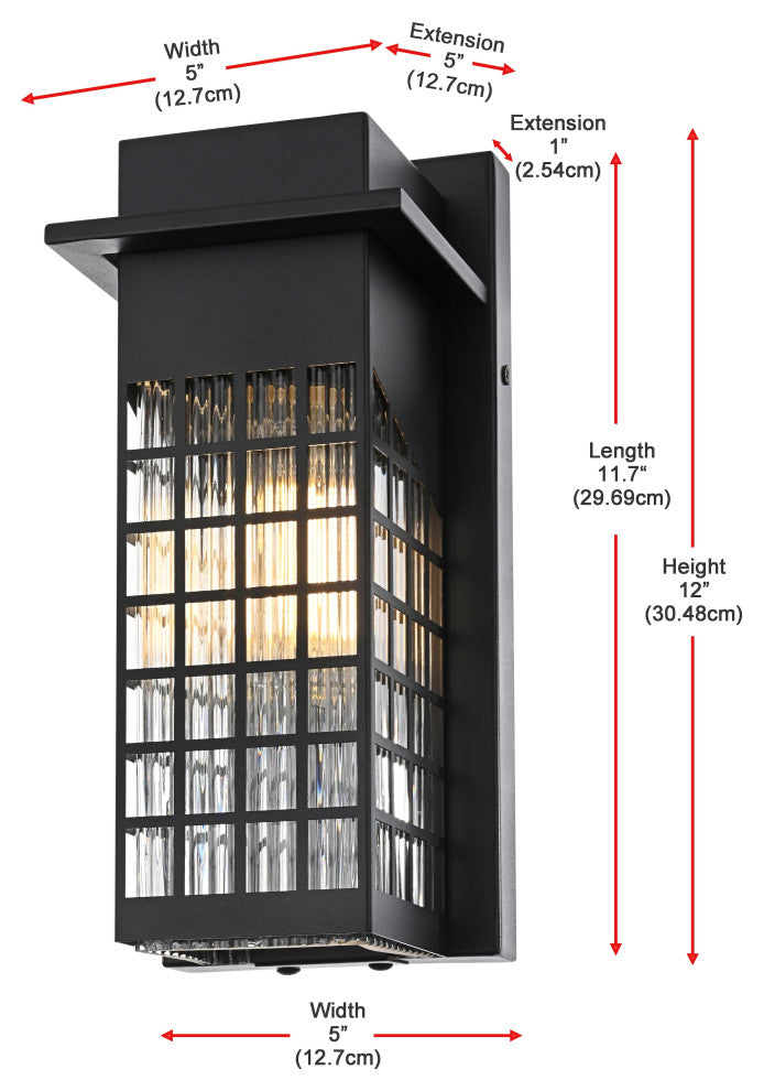 Home Living 5" Outdoor Wall Sconce, Black