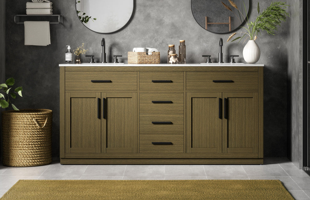 Home Living 72" Double Bathroom Vanity, Chestnut Brown