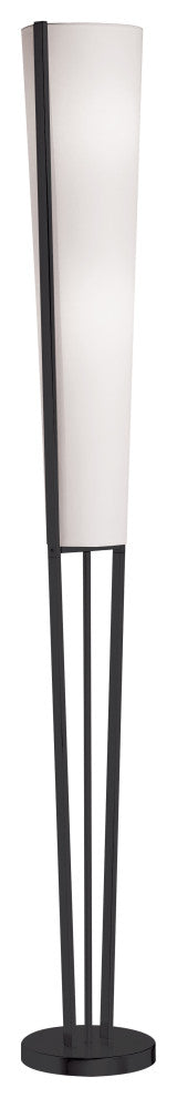 Modern Floor Lamp, White Shade, Matte Black
