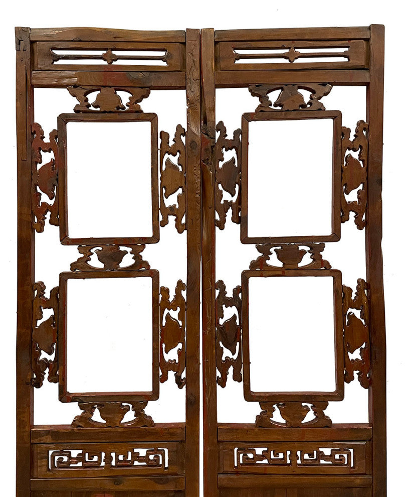 Consigned Antique Chinese Carved Wooden Window Panels Wall Arts - a Pair