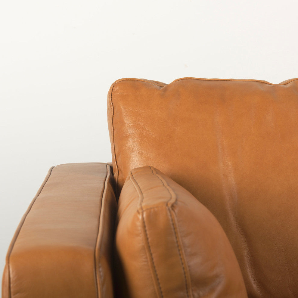 Elton 87.8Lx37.8Wx34.6H Tan Leather Sofa