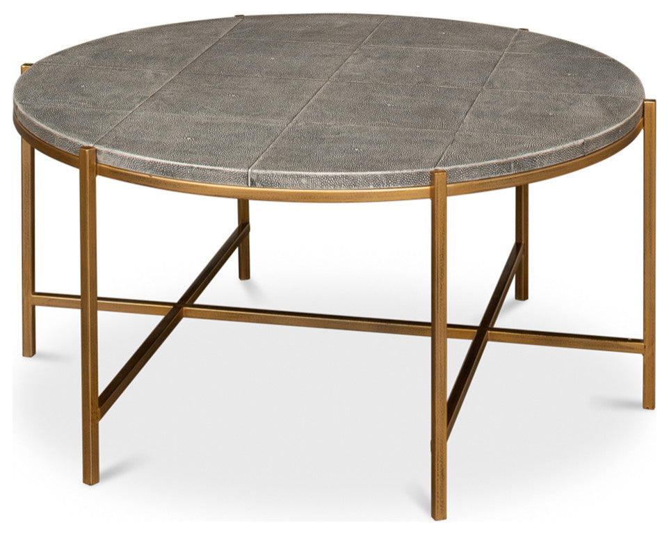 Mid Century Round Leather Cocktail Table
