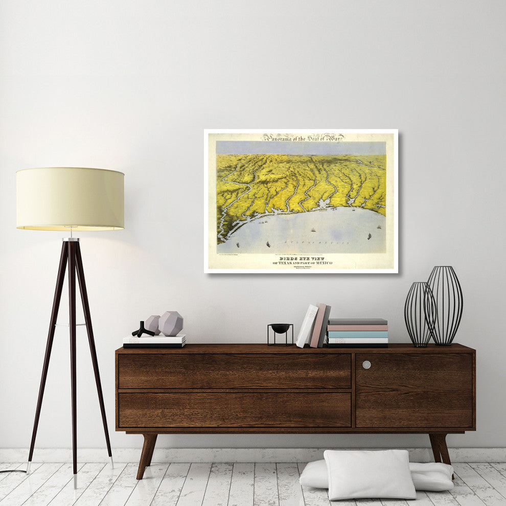 "Texas and Part of Mexico, 1861" Digital Paper Print by John Bachmann, 46"x34"