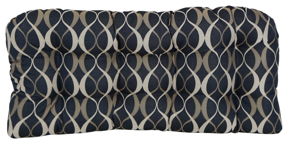 42"X19" U-Shaped Premium Outdoor Tufted Settee/Bench Cushion, Duo Indigo