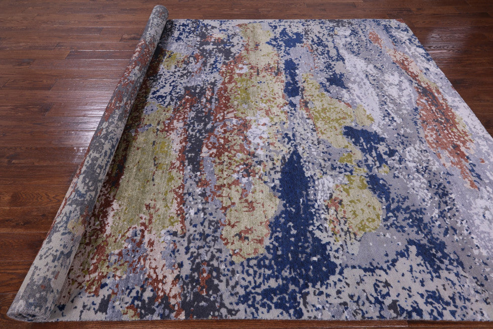 7' 11" X 10' 2" Handmade Wool and Silk Modern Rug Q7222