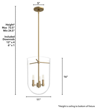 Hunter Sacha Alturas Gold 3 Light Pendant Ceiling Light