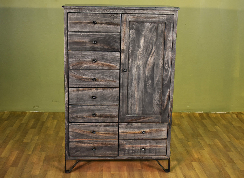 Sawyer Parota Wood 5-Drawer 1-Door Chest, Highboy Dresser