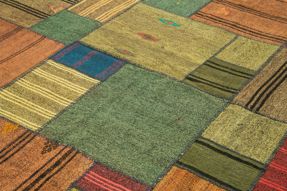 Rug N Carpet - Handmade Turkish 8' 2'' x 11' 6'' Rustic Patchwork Kilim Rug