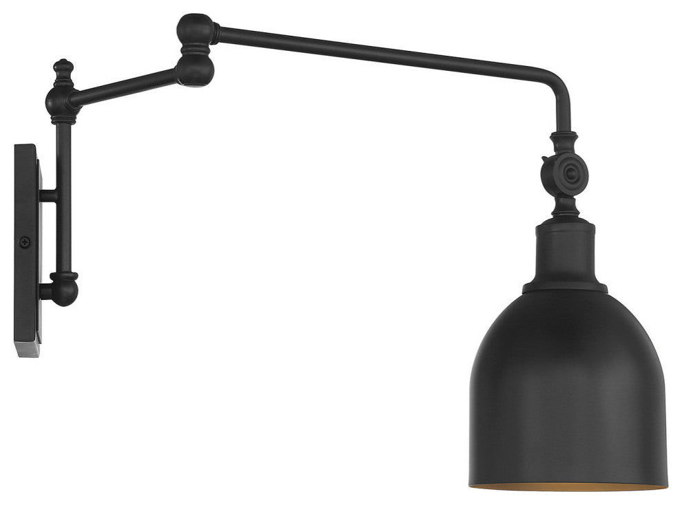 1-Light Adjustable Wall Sconce, Matte Black
