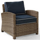 Crosley Furniture Bradenton Fabric Patio Chair in Brown and Navy