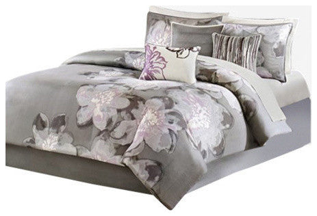 Madison Park Sateen Printed 7-Piece Comforter Set, Queen