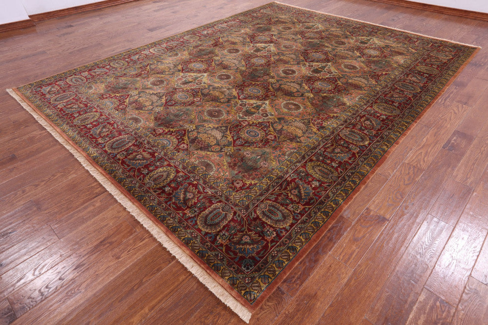 9' 2" X 12' 0" Hand Knotted Persian Fine Isfahan Wool Rug Q8852