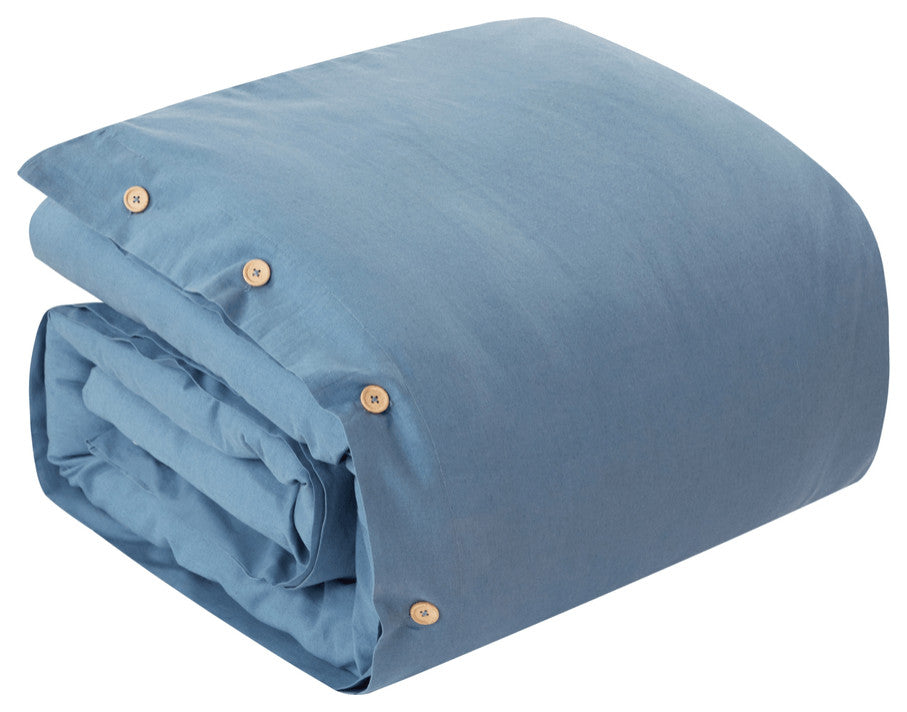 Navy Blue King 100% Cotton 140 Thread Count Washable Duvet Cover Set