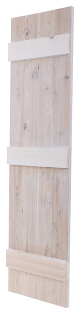 Traditional Board and Batten Exterior Shutters Pair, Whitewash, 36"