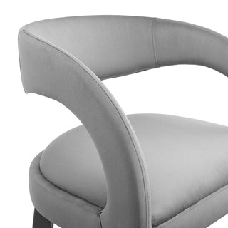 Pinnacle Performance Velvet Bar Stool Set of 2, Gray Silver