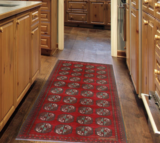 Vintage Distressed Nixon Red/Charcoal Runner, 3'11x7'11