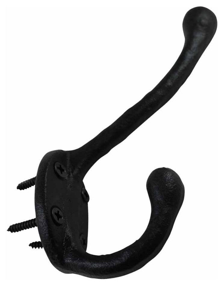 Wrought Iron Double Hook Black for Coats Towels Robes |
