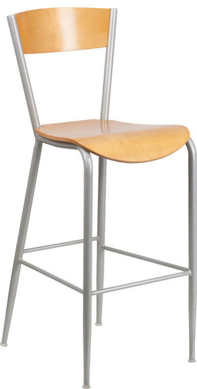 Silver Open Stool-Nat Seat