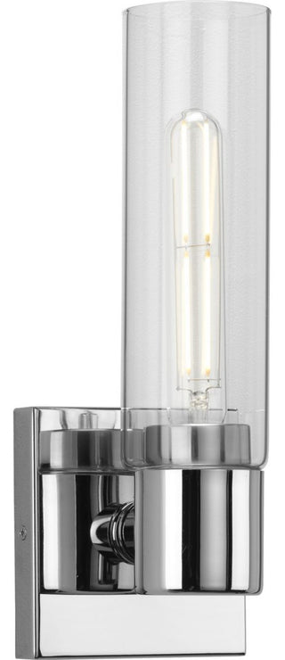 Clarion 1-Light Clear Glass Modern Wall Light, Polished Chrome