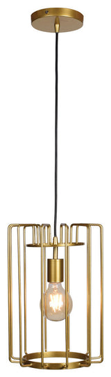 Wired Cage Pendant, Gold Finish, Vertical