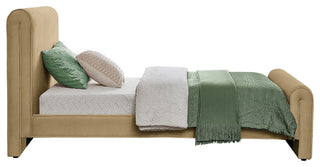 Sloan Black Velvet Full Bed, Camel, Twin