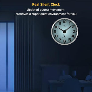 Atomic Wall Clock with Night Light - Silent Lighted up Wall Clock