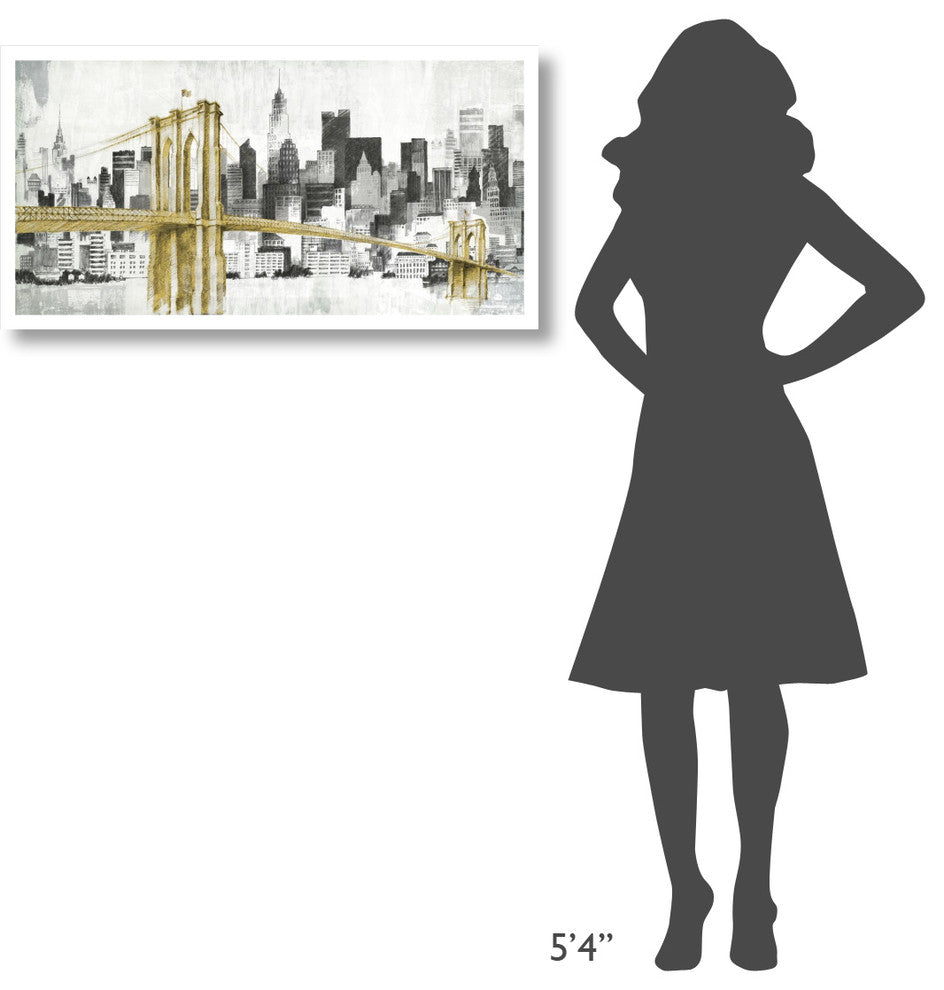 "New York Skyline I Yellow Bridge no Words" Print by Avery Tillmon, 38"x20"