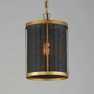 Maxim 14461 Rattan 10"W Mini Pendant - Natural Aged Brass