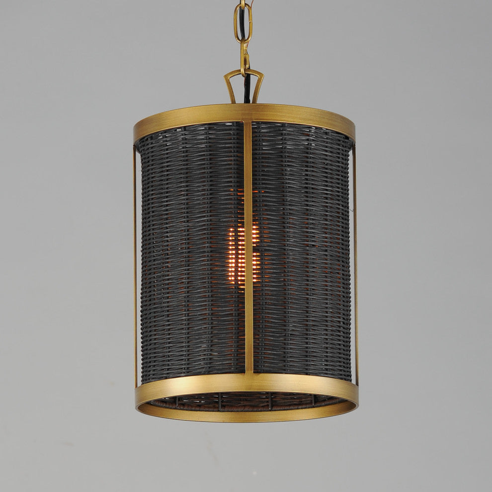 Maxim 14461 Rattan 10"W Mini Pendant - Natural Aged Brass