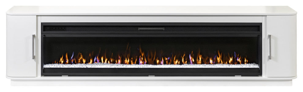 Modern 84" Fireplace Console Entertainment, White