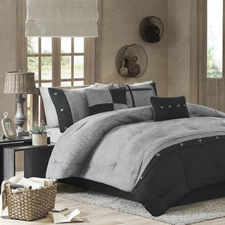 Madison Park Microsuede Printed 7-Piece Comforter Set, Queen