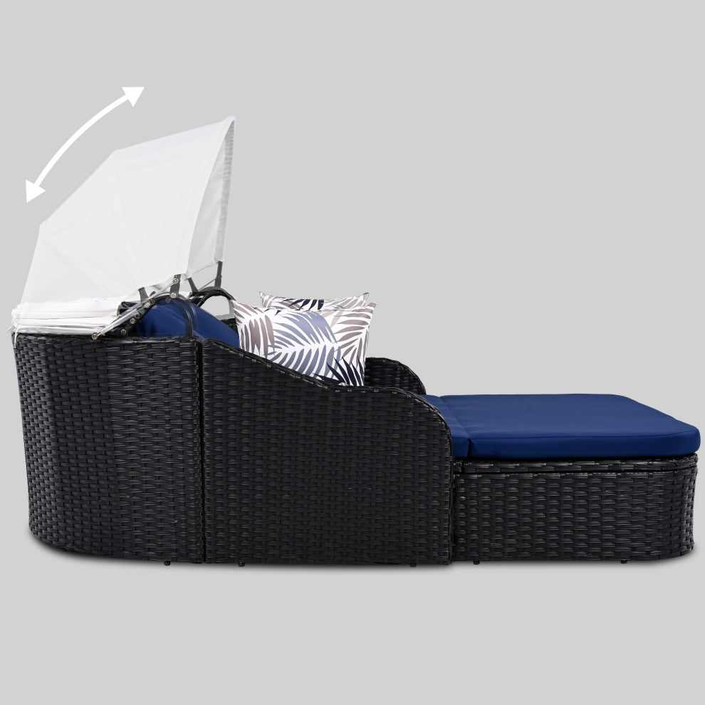 TATEUS 79.9" Outdoor Sunbed , Black+blue