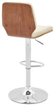 Sabine Adjustable Swivel Faux Leather and Black Metal Bar Stool, Cream