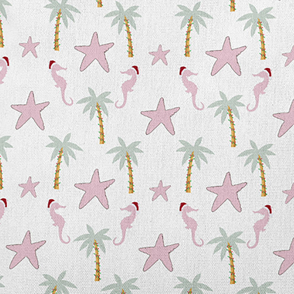 Christmas Beach Pattern Indoor/Outdoor Throw Pillow, Light Pink, 18"x18"