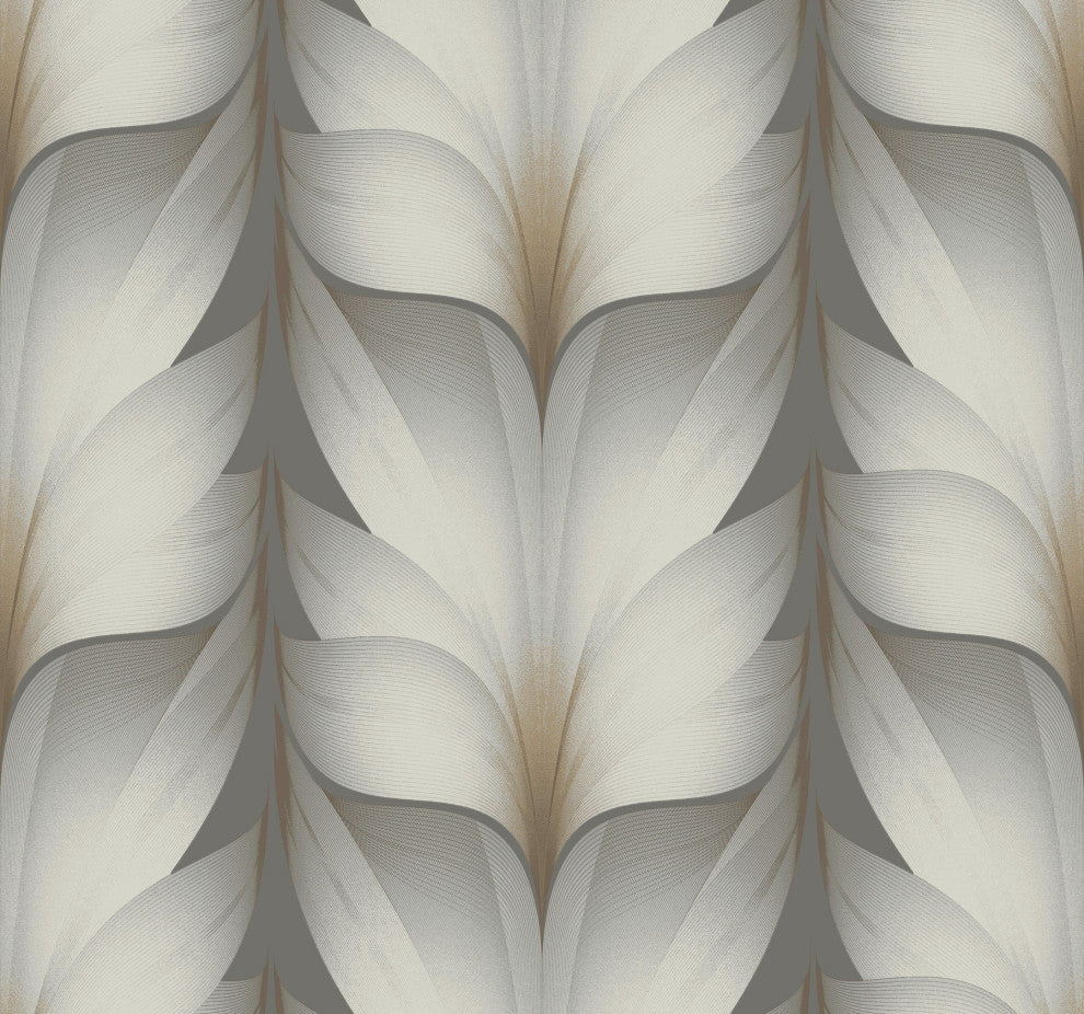 Charcoal Lotus Light Stripe Wallpaper