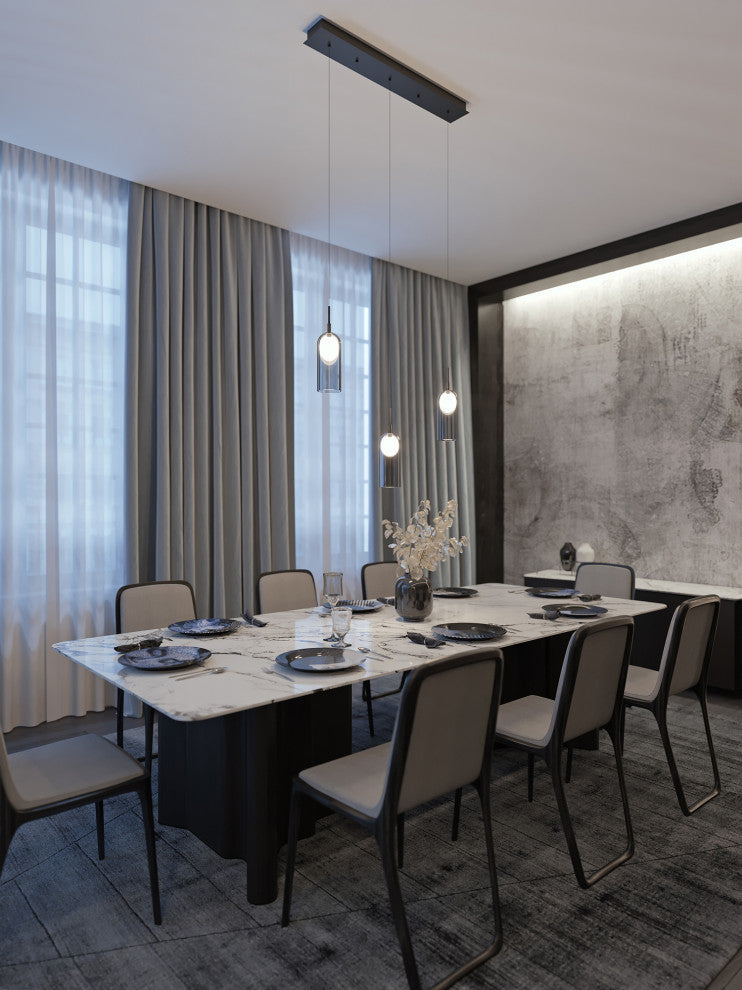 Kiran 3-Light Linear Pendant, 120V, 45W, 3000K, Black