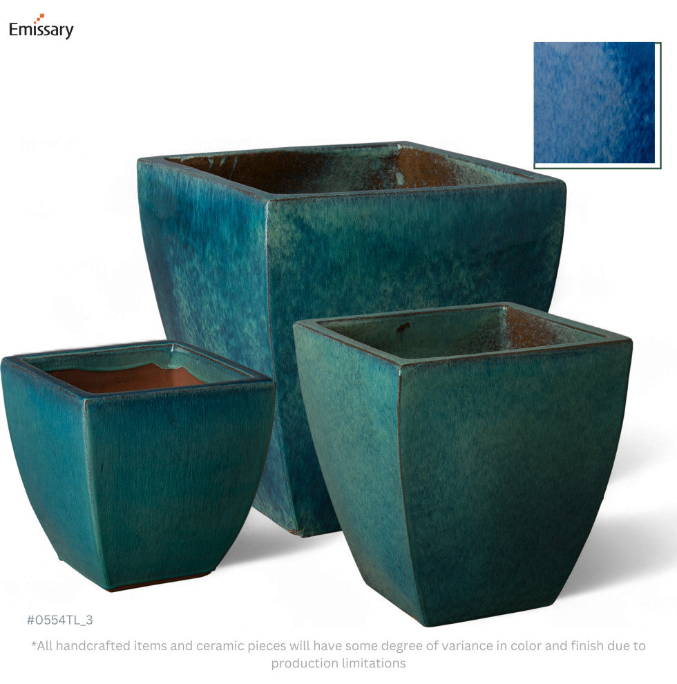 21 In Teal Ceramic Square Planter