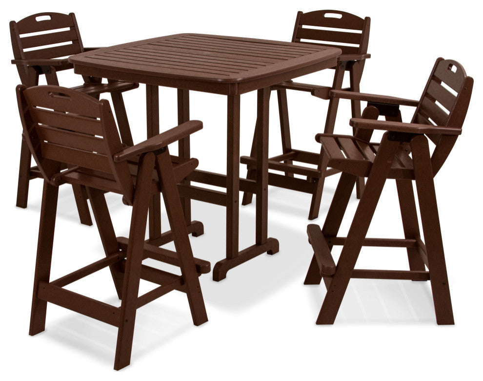 Polywood Nautical 5-Piece Bar Set, Mahogany
