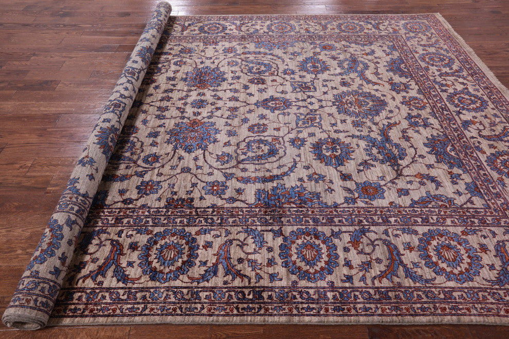 8' 10" X 12' 4" Persian Tabriz Hand-Knotted Wool Rug Q7577