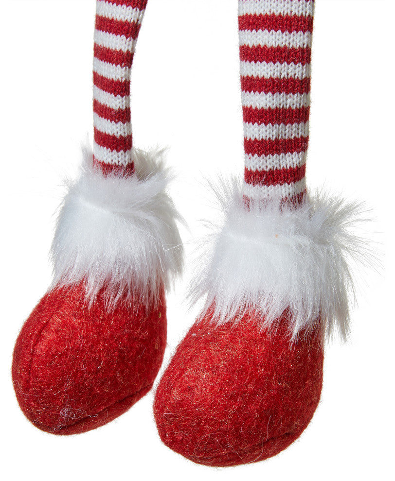 28"H Fabric Christmas Gnome Shelf Sitter With Dangling Legs